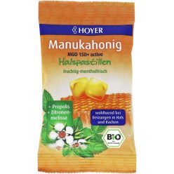   Bio MGO150+ Manukamézes torokpasztilla, citromfűvel és propolisszal - 30g (Hoyer)